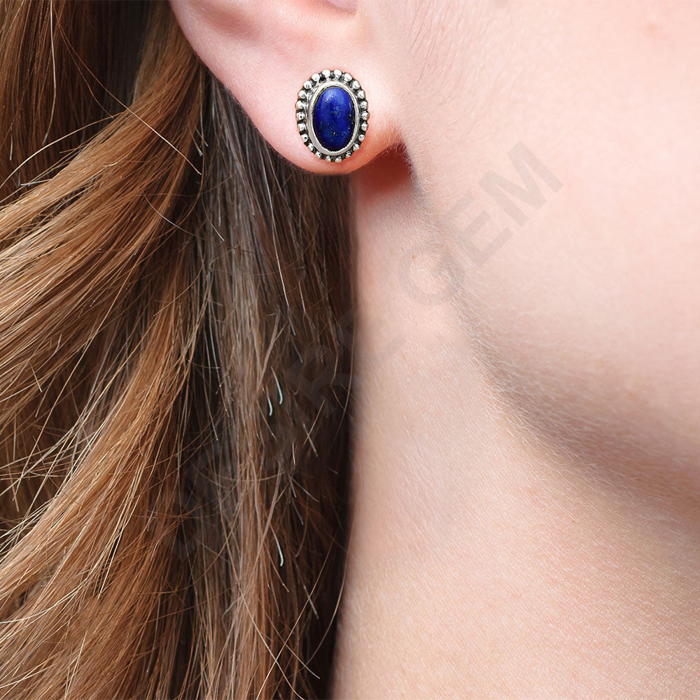 Natural Gemstones Oval Shape 925 Sterling Silver Earrings Jewelry DGE1066 E-1121-1