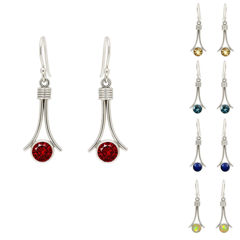 Natural Round Gemstones 925 Sterling Silver Earrings Jewelry DGE1093 E-1046