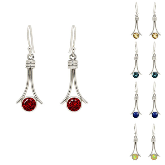 Natural Round Gemstones 925 Sterling Silver Earrings Jewelry DGE1093 E-1046