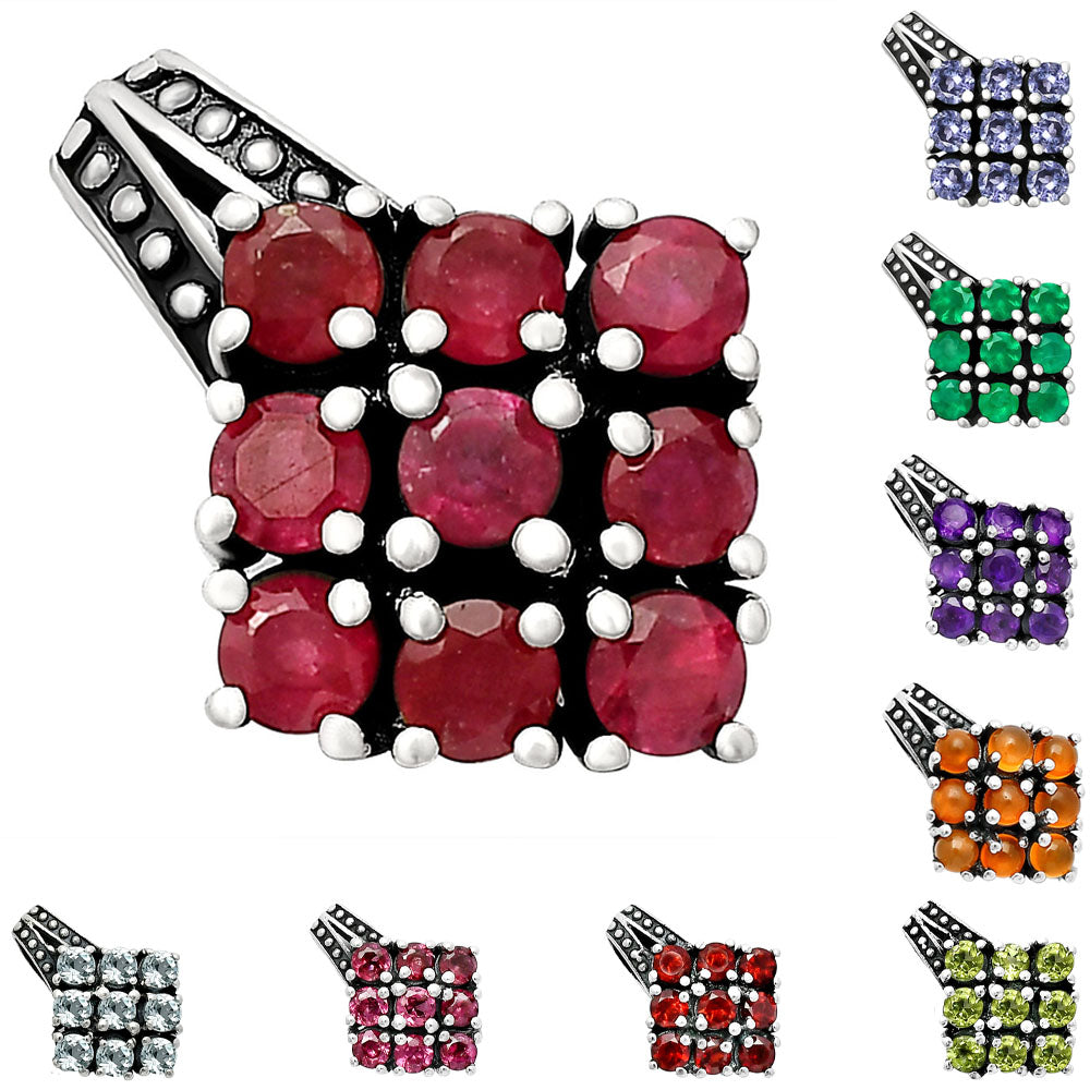 Natural Gemstones Round Shape 925 Silver Pendant Jewelry DGP1004 P-1094