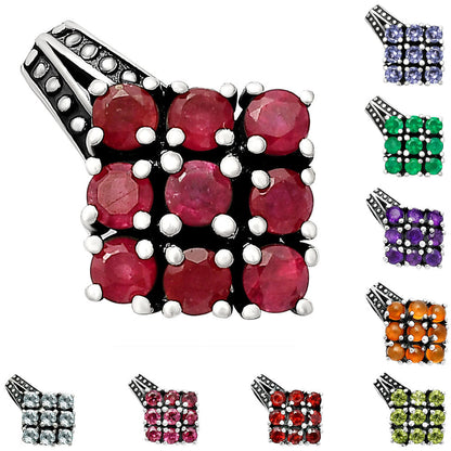 Natural Gemstones Round Shape 925 Silver Pendant Jewelry DGP1004 P-1094