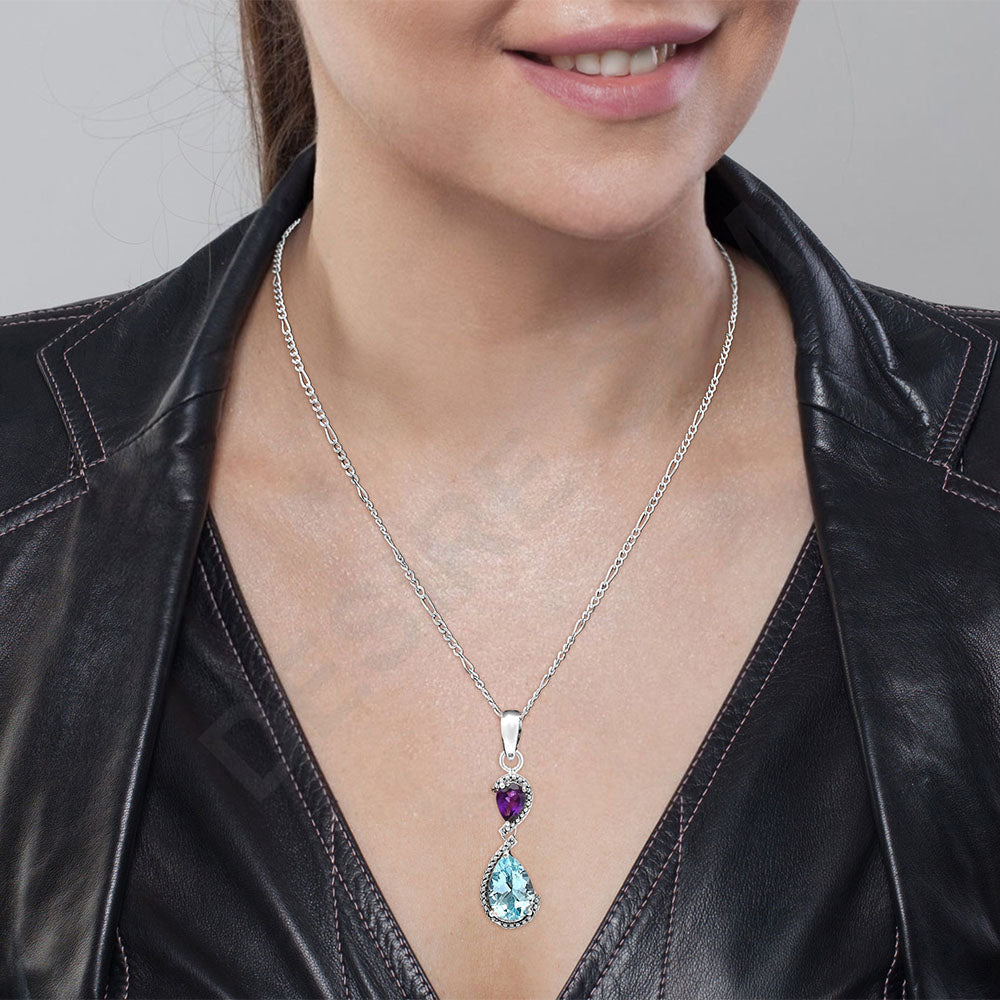 Natural Gemstones Pear Shape 925 Silver Pendant Jewelry DGP1007 P-1116