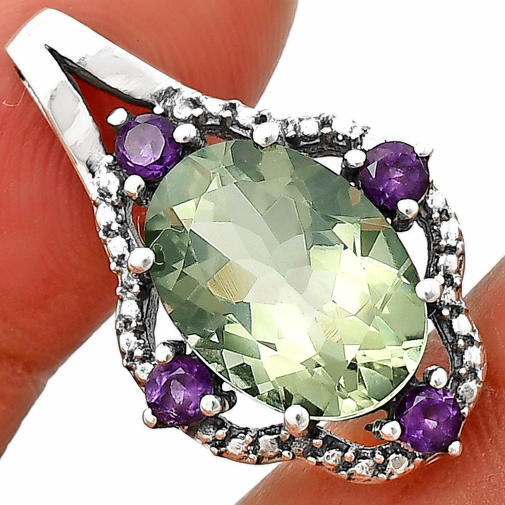 Natural Gemstones Oval Shape 925 Silver Pendant Jewelry DGP1012 P-1114