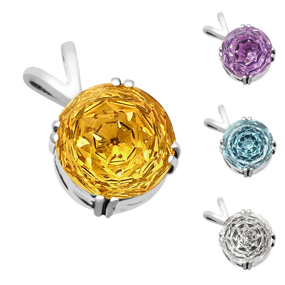 Natural Gemstones Round Shape 925 Sterling Silver Pendant Jewelry DGP1019 P-1737