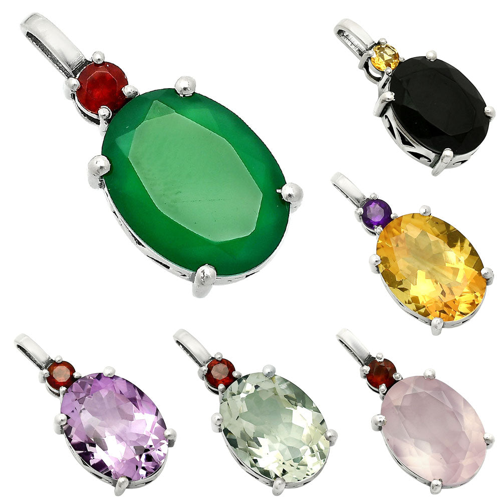 Natural Gemstones Oval Shape 925 Sterling Silver Pendant Jewelry DGP1020 P-1113