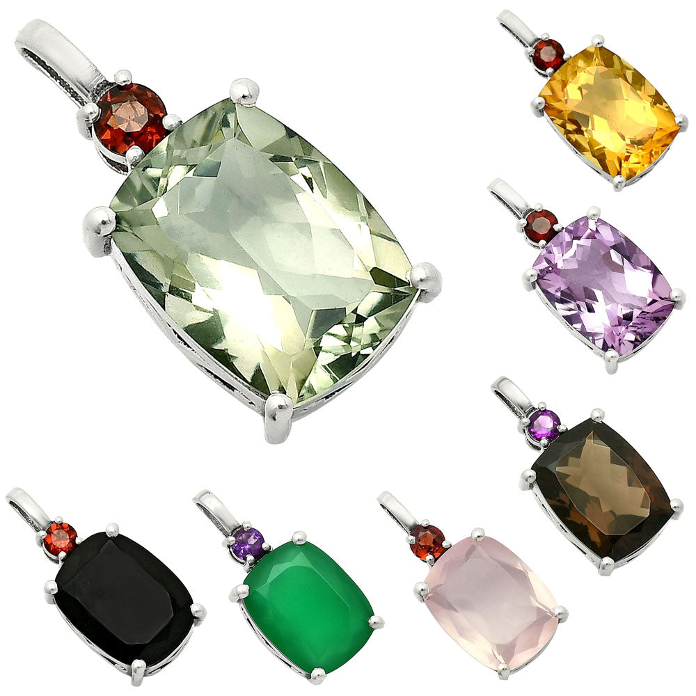 Natural Gemstones Cushion Shape 925 Silver Pendant Jewelry DGP1021 P-1113