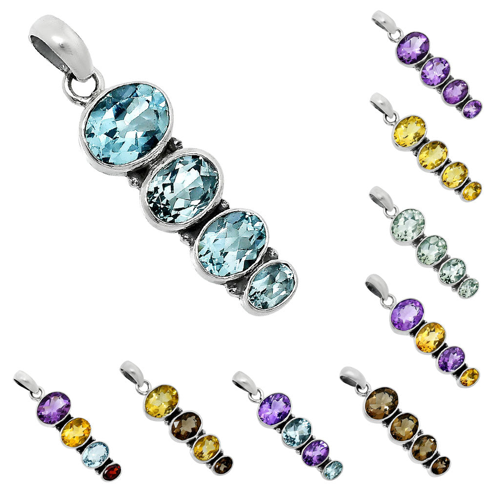 Natural Gemstones Oval Shape 925 Sterling Silver Pendant Jewelry DGP1022 P-1119-0