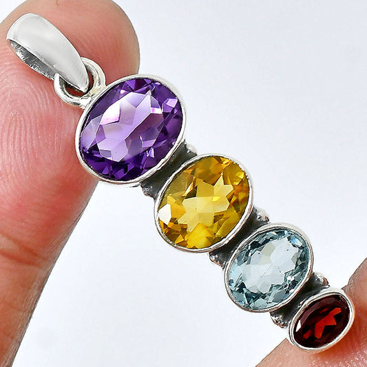Natural Gemstones Oval Shape 925 Sterling Silver Pendant Jewelry DGP1022 P-1119-10