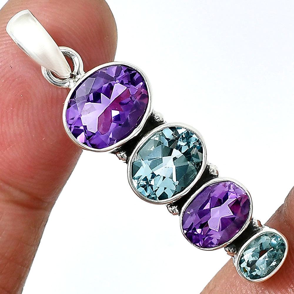 Natural Gemstones Oval Shape 925 Sterling Silver Pendant Jewelry DGP1022 P-1119-12