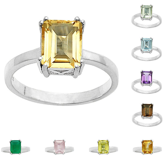 Natural Gemstones 925 Sterling Silver Ring Size 5-9 Jewelry DGR1110 R-1020-0