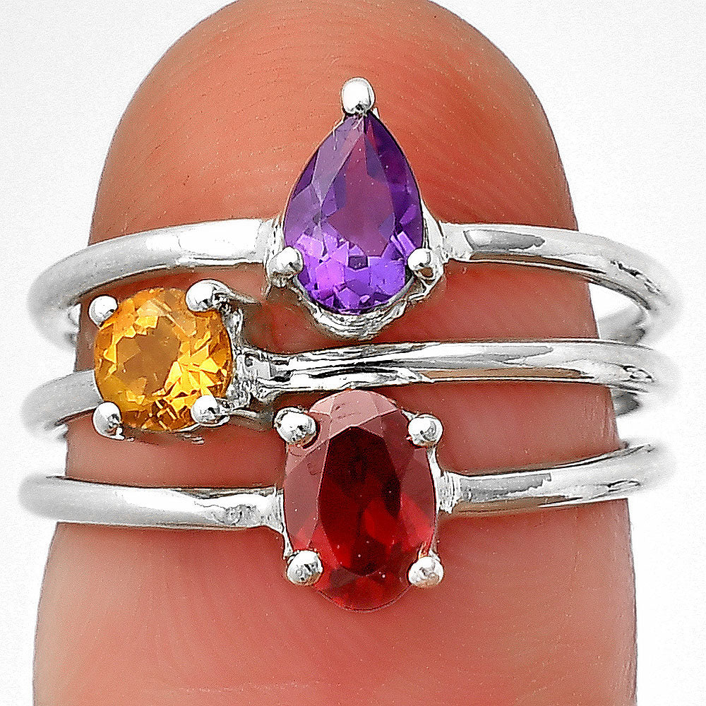 Stackable - Natural Gemstones 925 Silver Ring Size 5-9 Jewelry DGR1120 R-1159-5