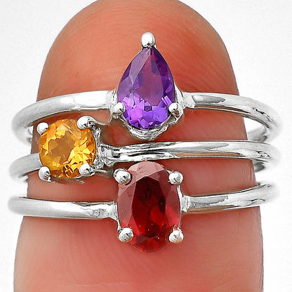 Stackable - Natural Gemstones 925 Silver Ring Size 5-9 Jewelry DGR1120 R-1159-5