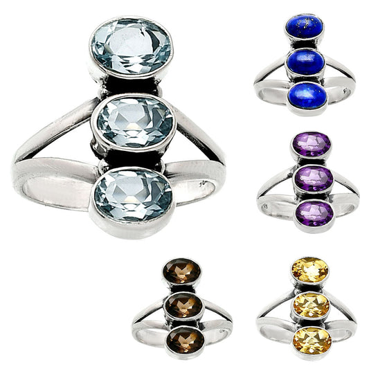 Natural Gemstones Oval Shape 925 Silver Ring Size 6-9 Jewelry DGR1140 R-1263-0