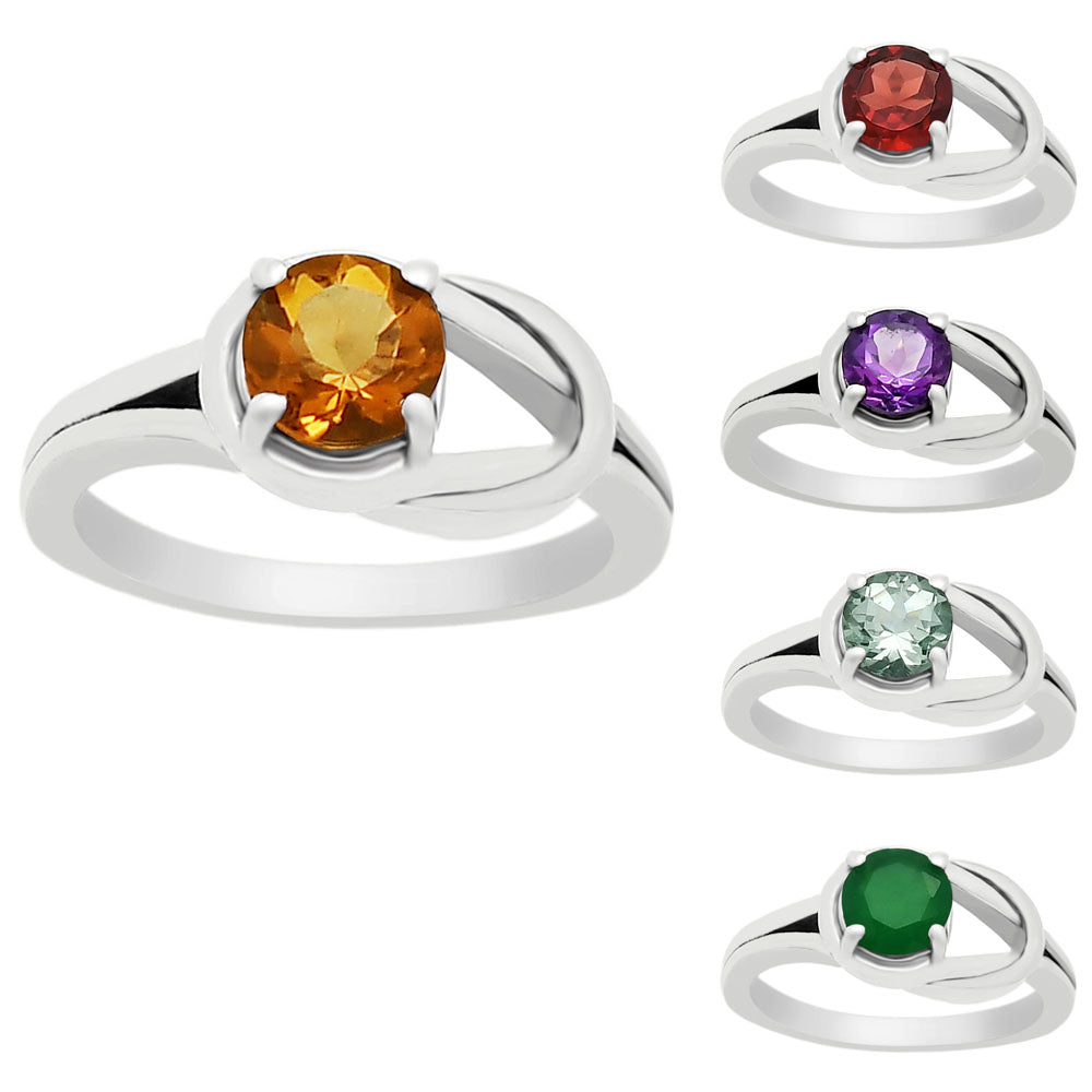 Natural Gemstones Round Shape 925 Silver Ring Size 6-9 Jewelry DGR1141 R-1215-0