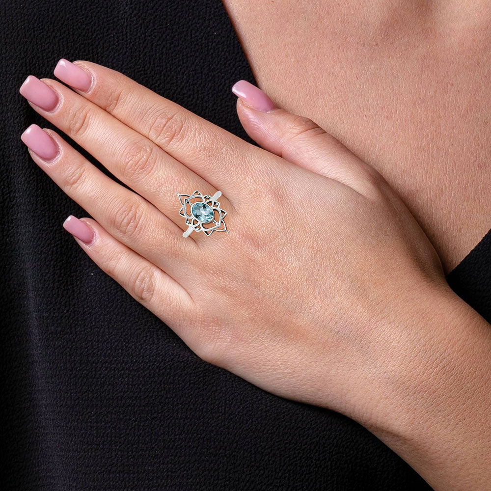 Natural Gemstones Oval Shape 925 Silver Ring S. 6-9 Jewelry DGR1143 R-1744-1