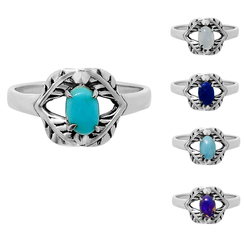 Natural Gemstones Oval Shape 925 Silver Ring S. 6-9 Jewelry DGR1144 R-1745-0