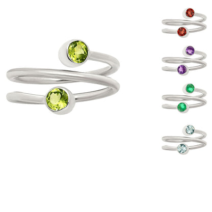 Natural Gemstones Round Shape 925 Silver Ring Size 6-9 Jewelry DGR1145 R-1185-0