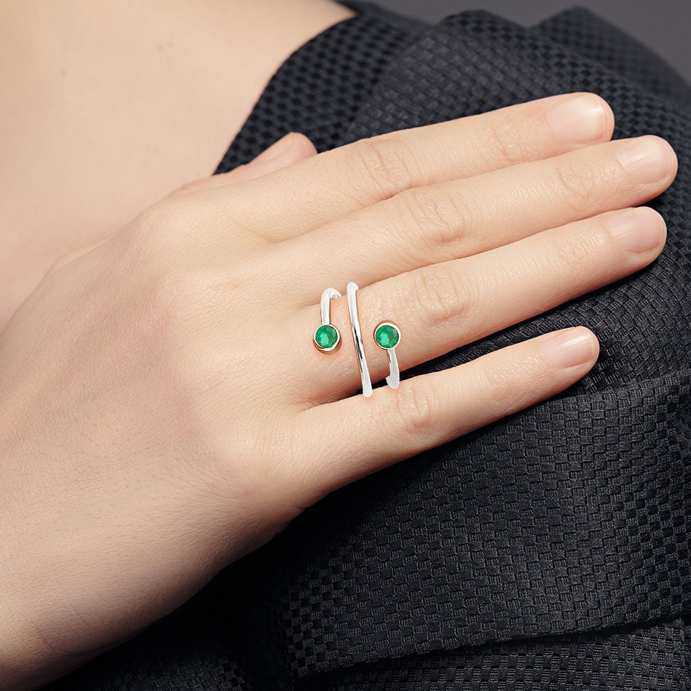 Natural Gemstones Round Shape 925 Silver Ring Size 6-9 Jewelry DGR1145 R-1185-1