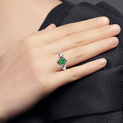 Natural Gemstones Round Shape 925 Silver Ring Size 6-9 Jewelry DGR1146 R-1395-1