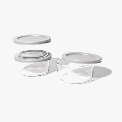 Glass Food Storage Containers - 6 Piece 2 Cup Set (3 Containers + 3 Lids)-0