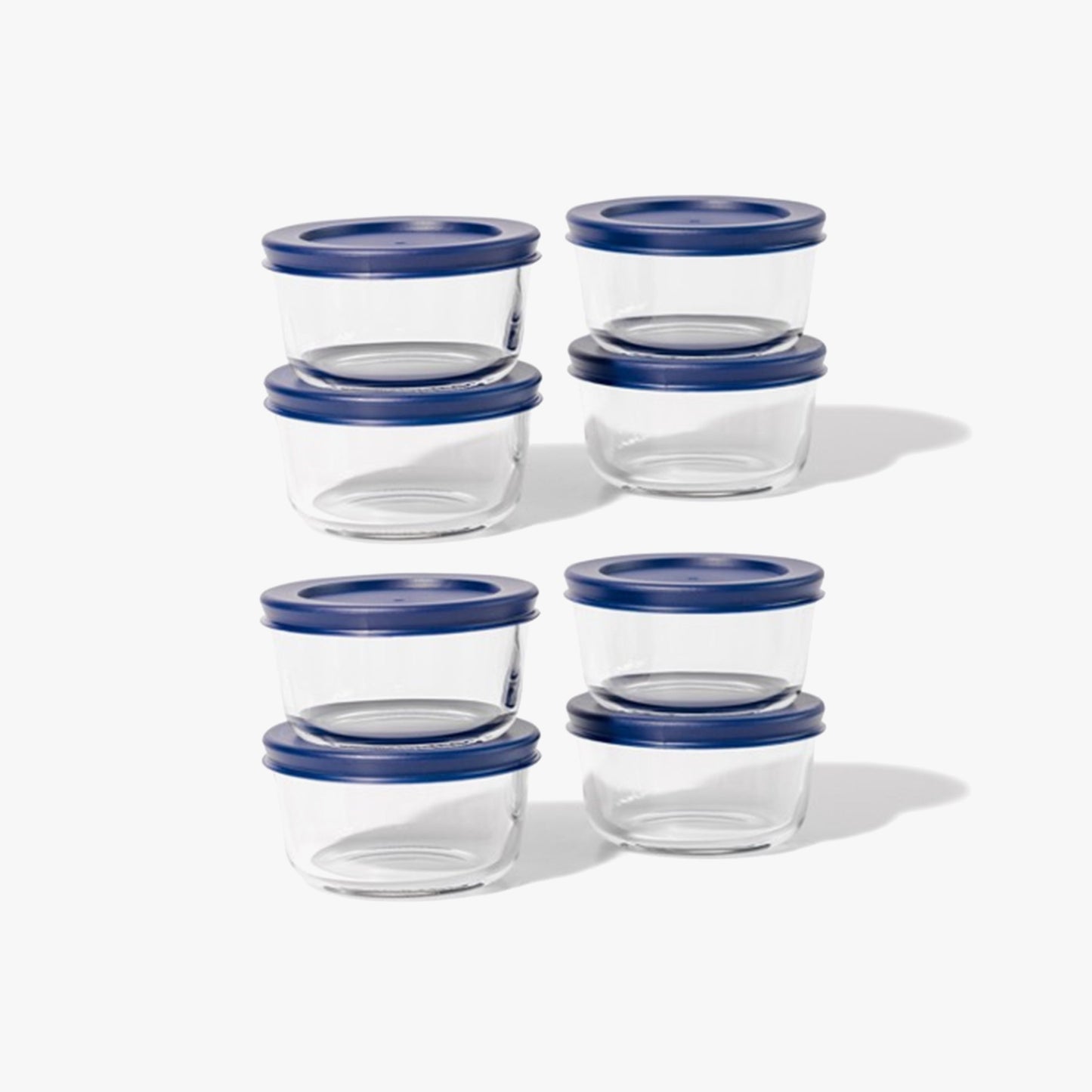 Glass Food Storage Containers - 16 Piece 7oz Set (8 Containers + 8 Lids), Blue-0