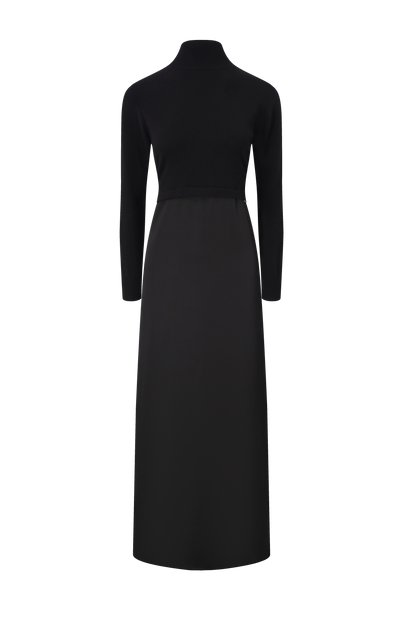 Knit Top Mock Neck Dress-Black