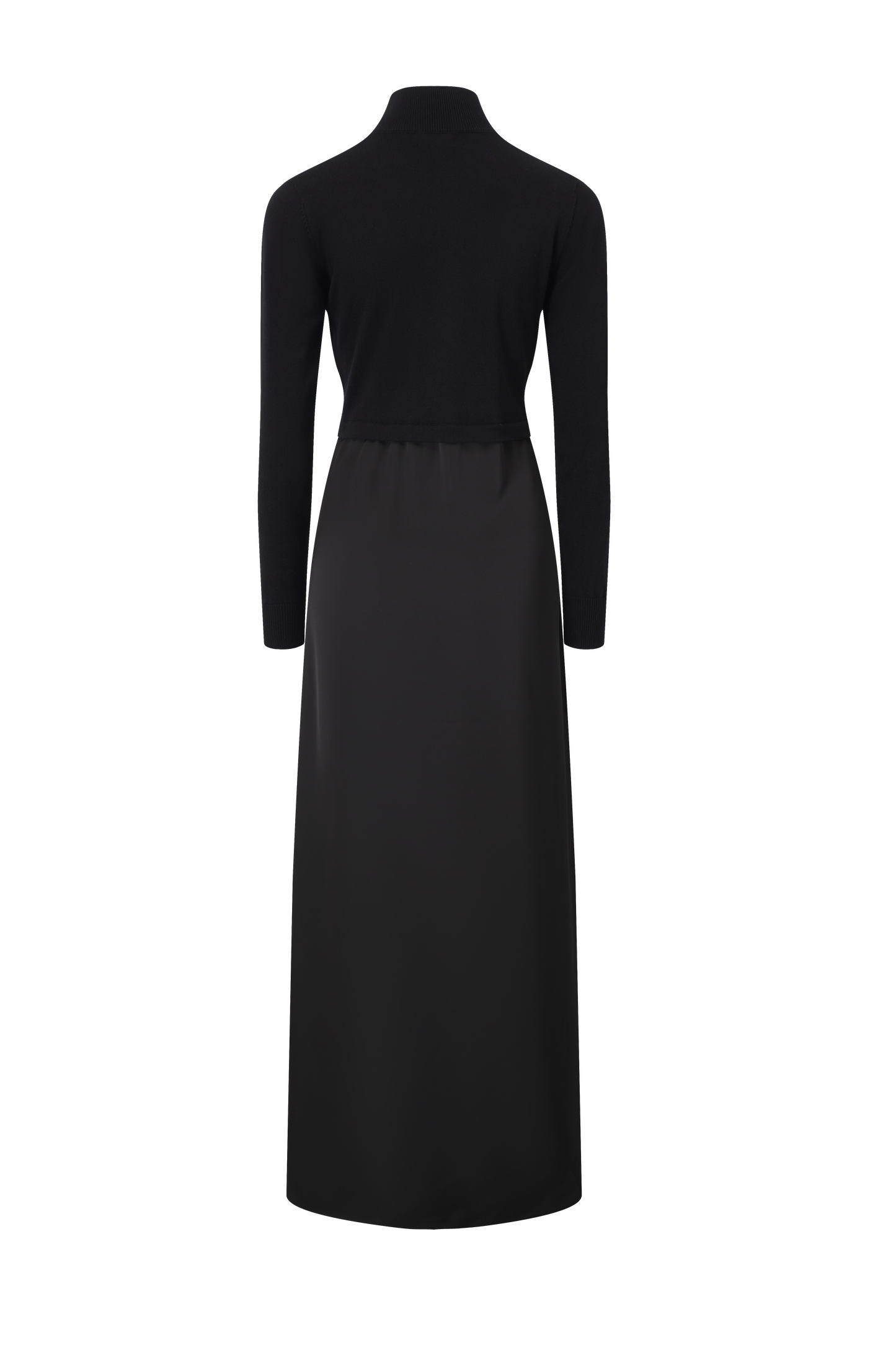 Knit Top Mock Neck Dress-Black