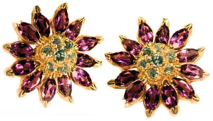 Gemstone Daisy earrings, Inter-changeable Stone Centers, 18K Gold & Semi-precious. Any gem available.-13