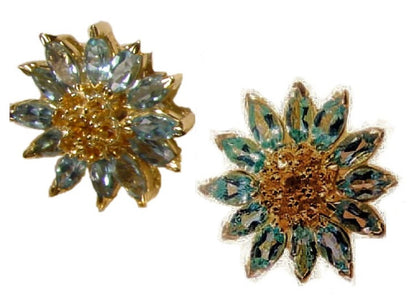 Gemstone Daisy earrings, Inter-changeable Stone Centers, 18K Gold & Semi-precious. Any gem available.-8