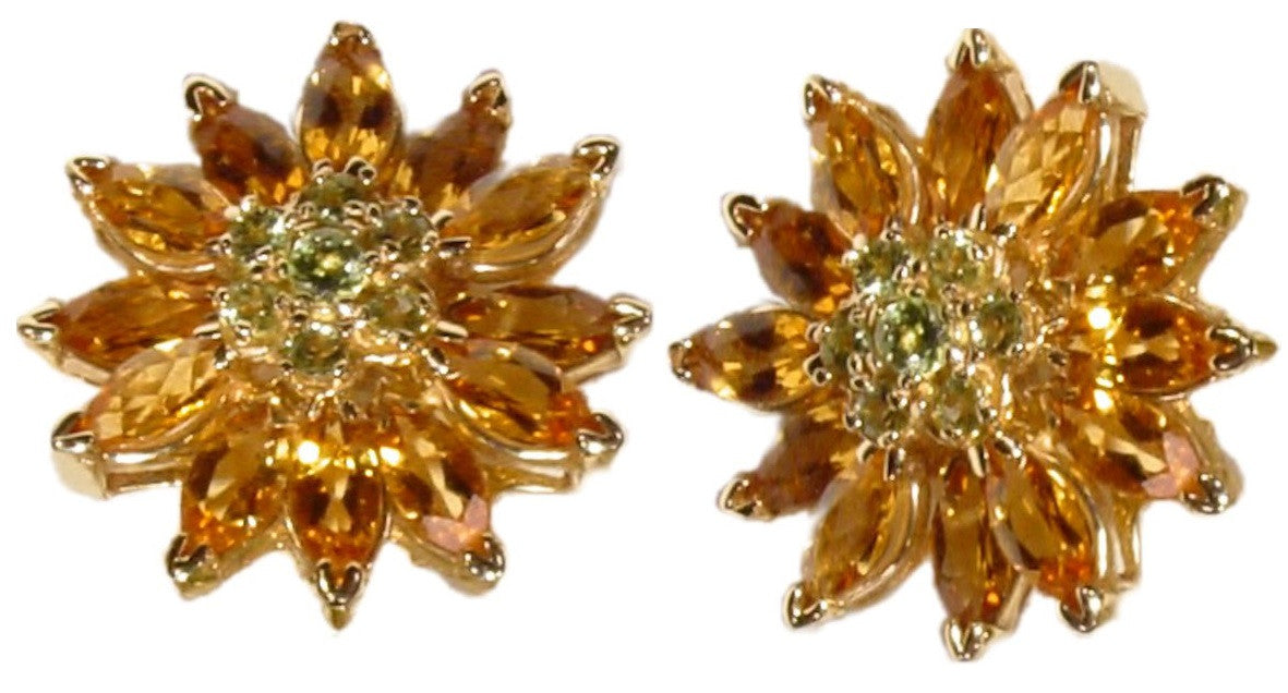 Gemstone Daisy earrings, Inter-changeable Stone Centers, 18K Gold & Semi-precious. Any gem available.-12