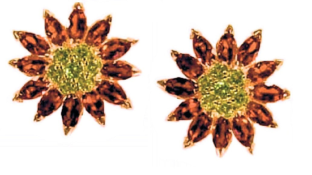 Gemstone Daisy earrings, Inter-changeable Stone Centers, 18K Gold & Semi-precious. Any gem available.-11