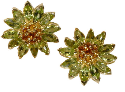 Gemstone Daisy earrings, Inter-changeable Stone Centers, 18K Gold & Semi-precious. Any gem available.-15