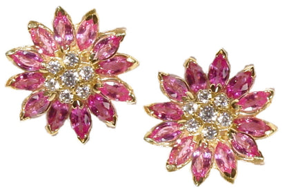 Gemstone Daisy earrings, Inter-changeable Stone Centers, 18K Gold & Semi-precious. Any gem available.-14
