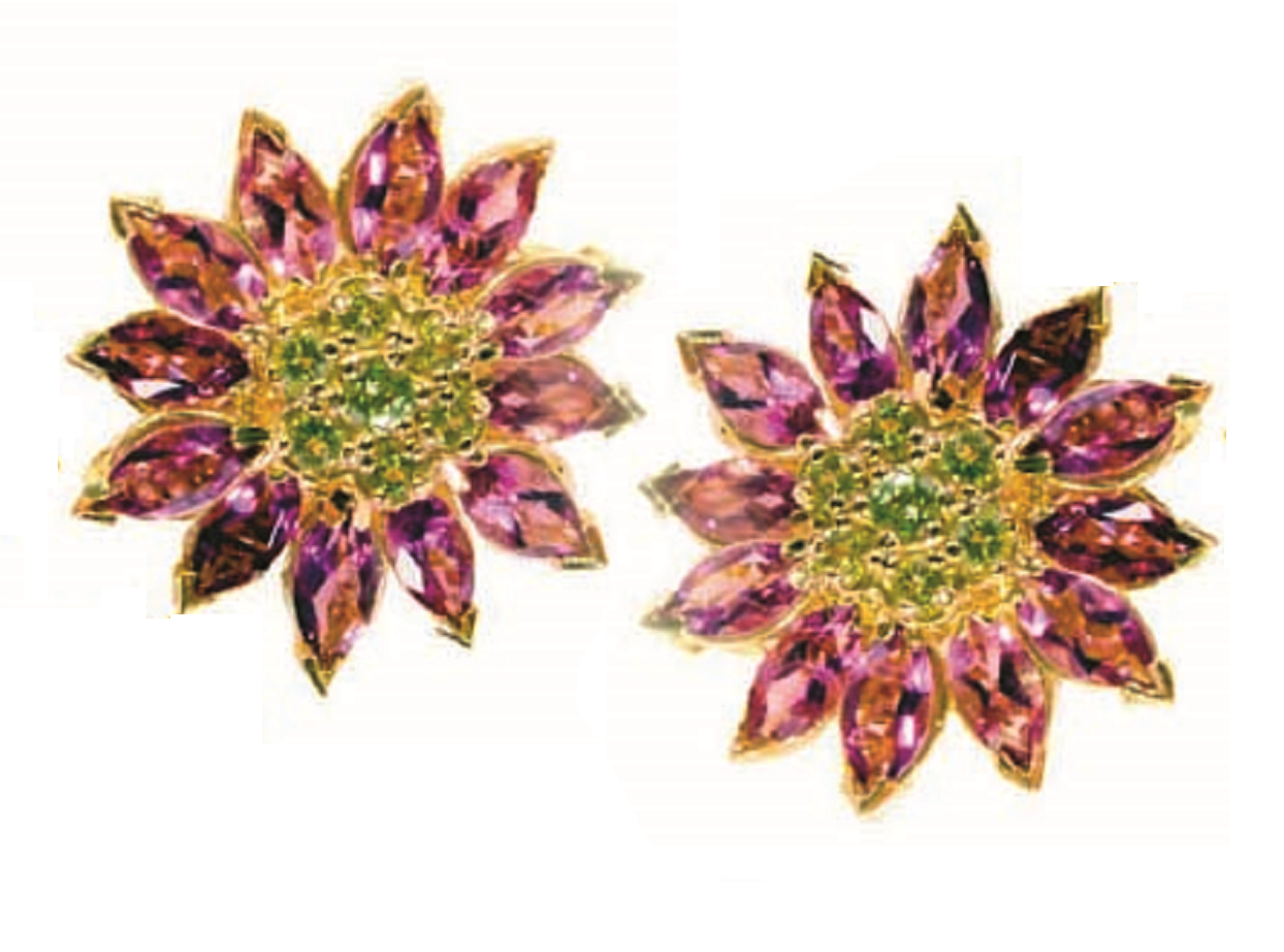 Gemstone Daisy earrings, Inter-changeable Stone Centers, 18K Gold & Semi-precious. Any gem available.-17