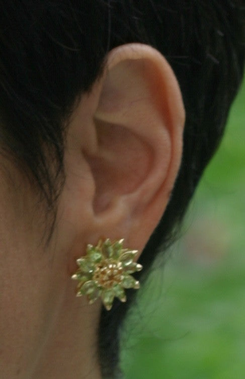Gemstone Daisy earrings, Inter-changeable Stone Centers, 18K Gold & Semi-precious. Any gem available.-5