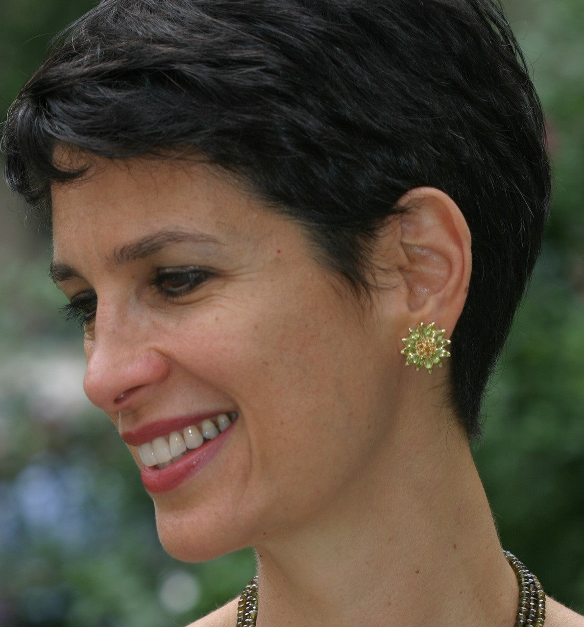 Gemstone Daisy earrings, Inter-changeable Stone Centers, 18K Gold & Semi-precious. Any gem available.-16