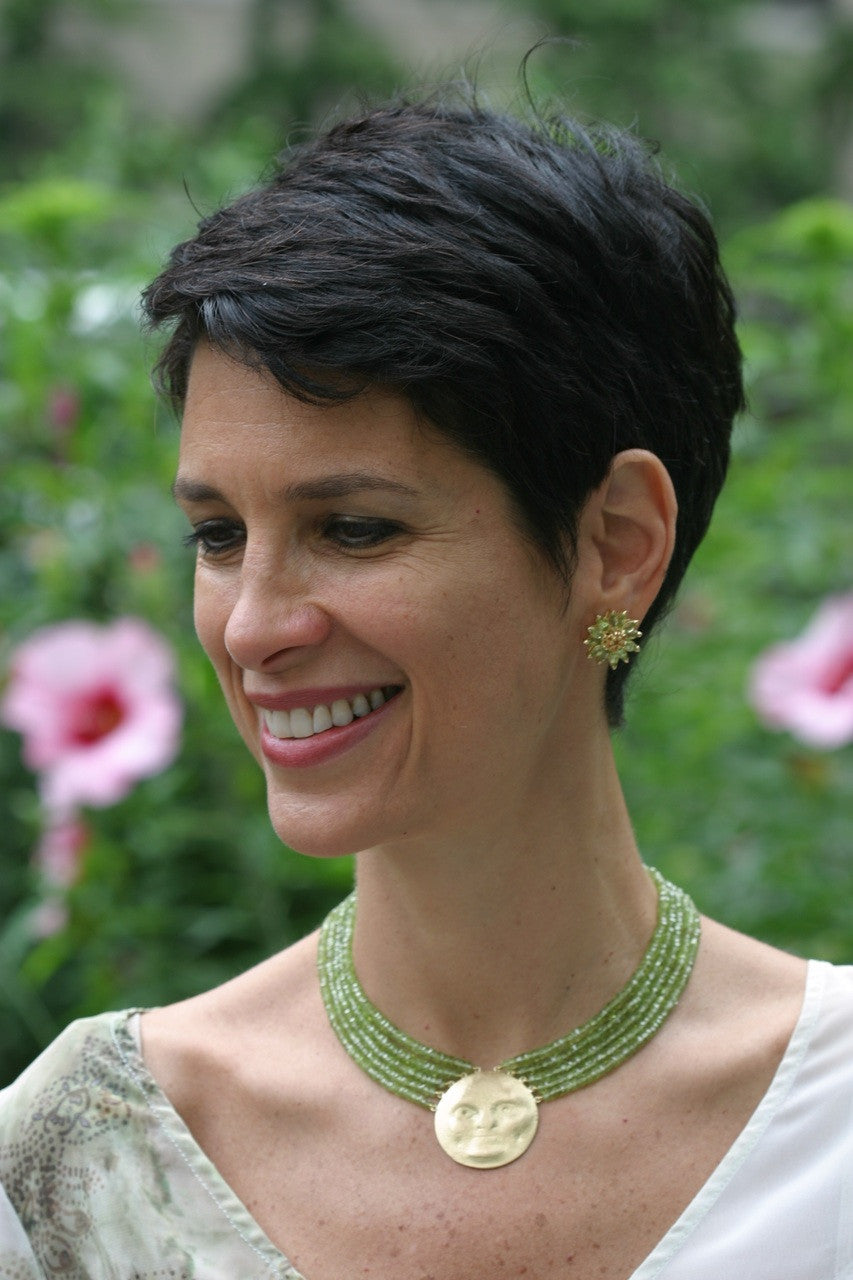 Gemstone Daisy earrings, Inter-changeable Stone Centers, 18K Gold & Semi-precious. Any gem available.-19