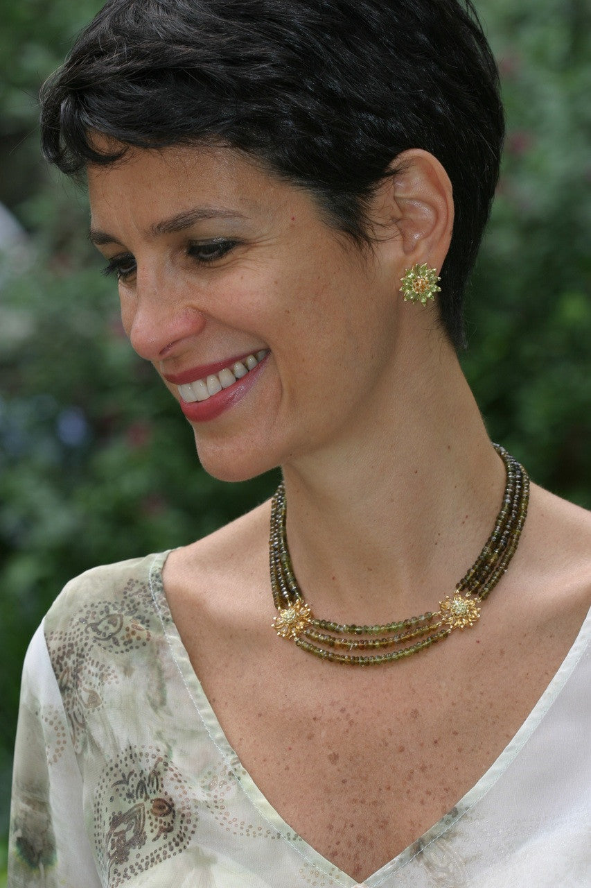 Gemstone Daisy earrings, Inter-changeable Stone Centers, 18K Gold & Semi-precious. Any gem available.-20