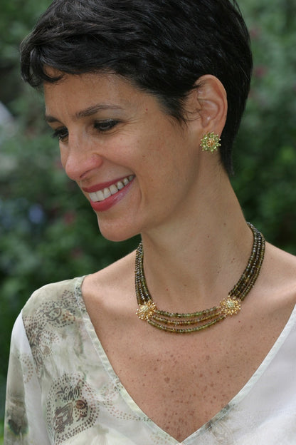 Gemstone Daisy earrings, Inter-changeable Stone Centers, 18K Gold & Semi-precious. Any gem available.-20