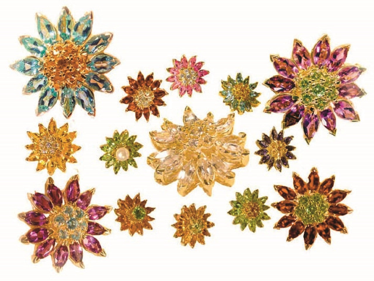 Gemstone Daisy earrings, Inter-changeable Stone Centers, 18K Gold & Semi-precious. Any gem available.-23