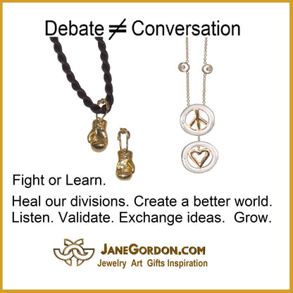 Peace Necklace, 18K yellow and white gold with diamonds, on 18K gold chain