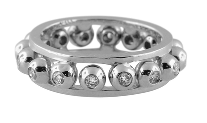 Crown Stacking Ring- Larger of 2 Narrow Versions-Sterling Silver with Diamonds & Plate Options