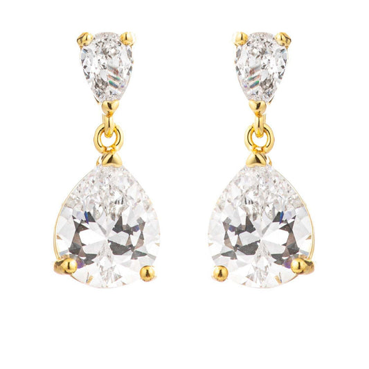18k Gold Plated Double Pear Drop Earrings