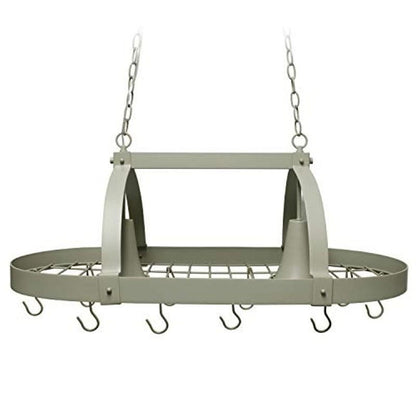 Rustic 2 Light 10 Hook Ceiling Mounted Hanging Pot Rack in Slate Gray