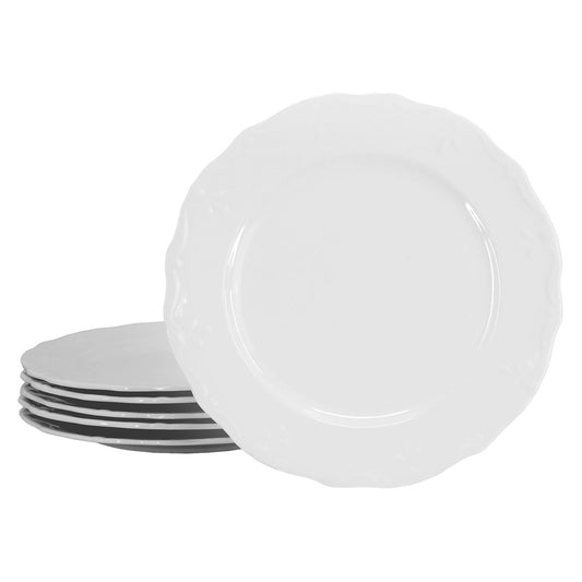 Elama Henryi 6 Piece 10.6 Inch Porcelain Dinner Plate Set in White