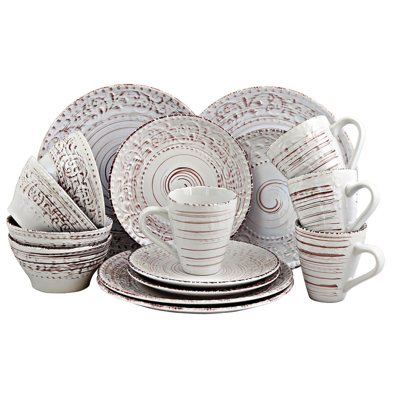 Elama Malibu Sands 16-Piece Dinnerware Set in Shell-0