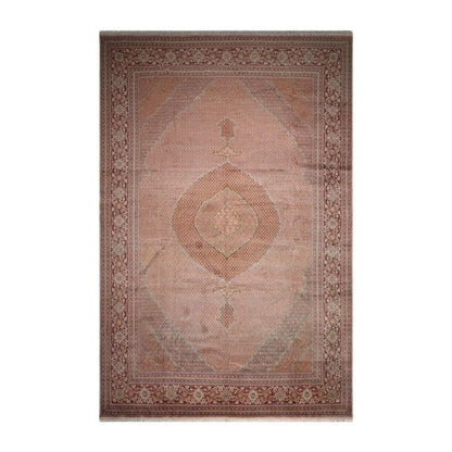13'1''x20' Beige, Rust Palace Hand Knotted Persian Wool and Silk Traditional Oriental Area Rug-1