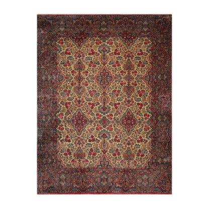 11'10''x15'10'' Palace Ivory, Blue Hand Knotted 100% Wool Traditional Antique Isfahan 300 KPSI Oriental Area Rug-1