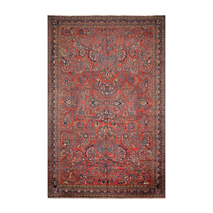 10'4''x16'3'' Burnt Orange, Navy Palace Hand Knotted 100% Wool Vintage Palace Lilihan Traditional Oriental Area Rug-1