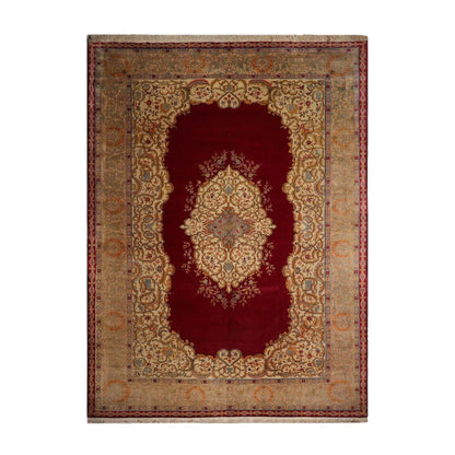 11'2"x15'10" Palace Burgundy Hand Knotted 100% Wool Tabriz Traditional 300 KPSI Oriental Area Rug-1